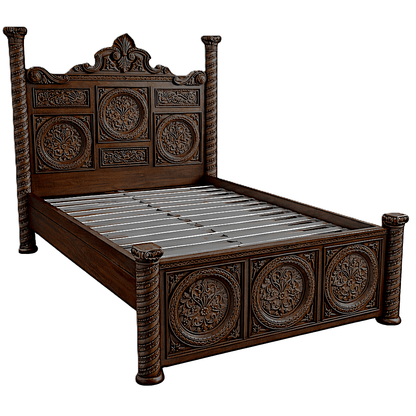 Grand Chateau™ Hand - Carved Solid Wood Platform Bed & Bedroom Collection – handcrafted solid wood furniture