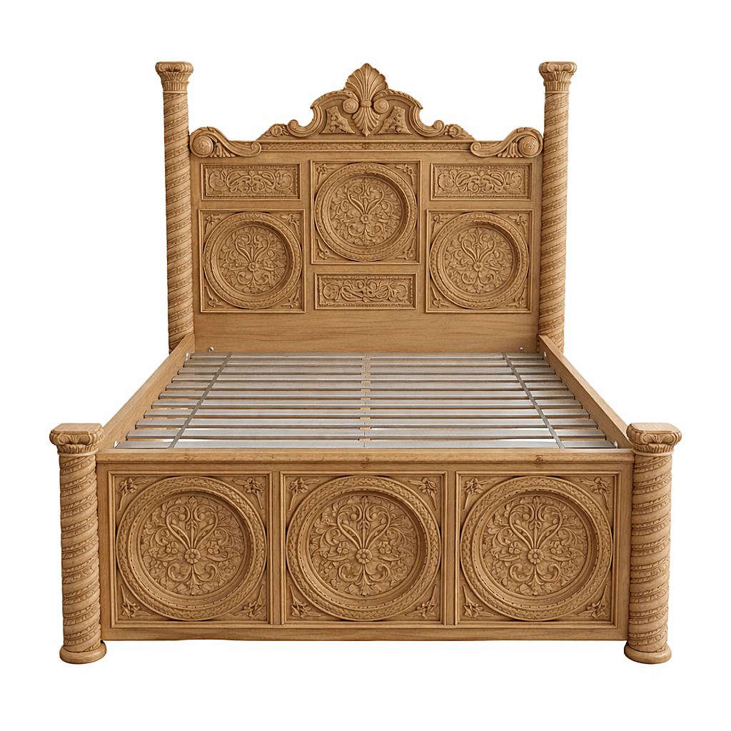 Grand Chateau™ Hand - Carved Solid Wood Platform Bed & Bedroom Collection – handcrafted solid wood furniture