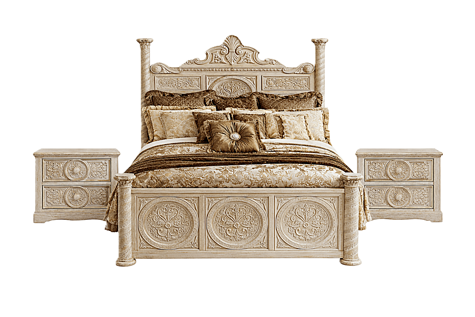 Grand Chateau™ Hand - Carved Solid Wood Platform Bed & Bedroom Collection – handcrafted solid wood furniture