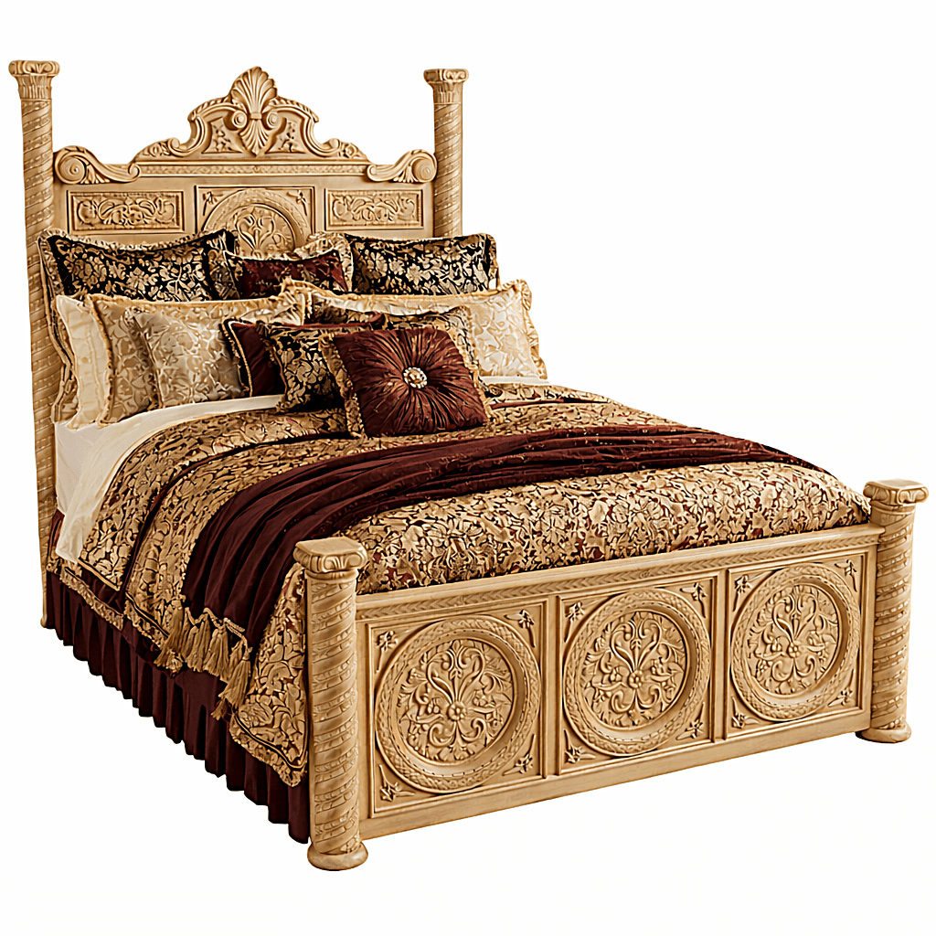 Grand Chateau™ Hand - Carved Solid Wood Platform Bed & Bedroom Collection – handcrafted solid wood furniture
