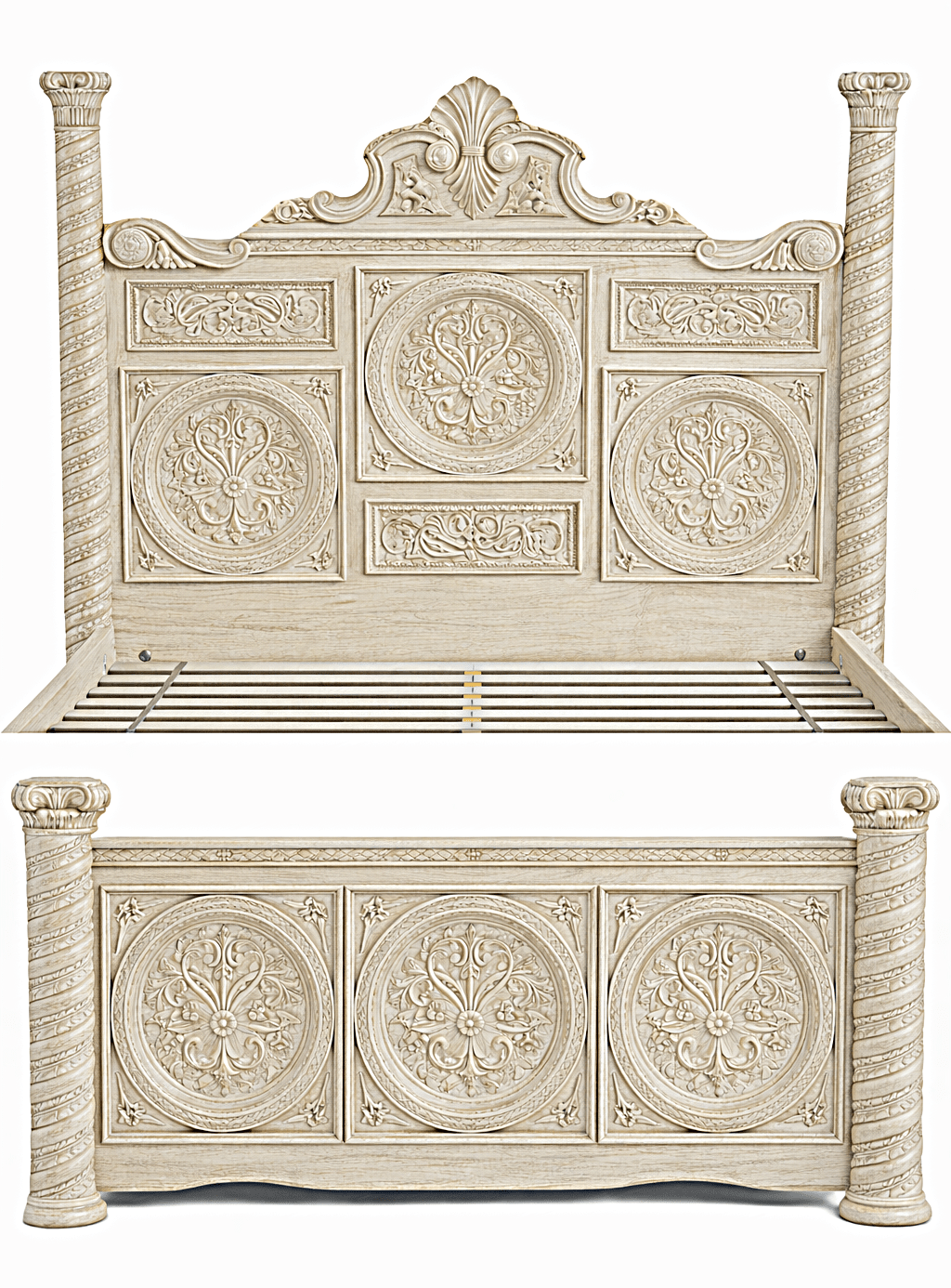 Grand Chateau™ Hand - Carved Solid Wood Platform Bed & Bedroom Collection – handcrafted solid wood furniture