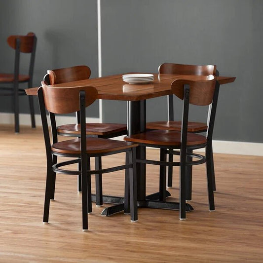Haidar Antique Solid Wood Live Edge Dining Height Table with 4 Boomerang Chairs by Hibashi Furniture – handcrafted solid wood furniture made in India