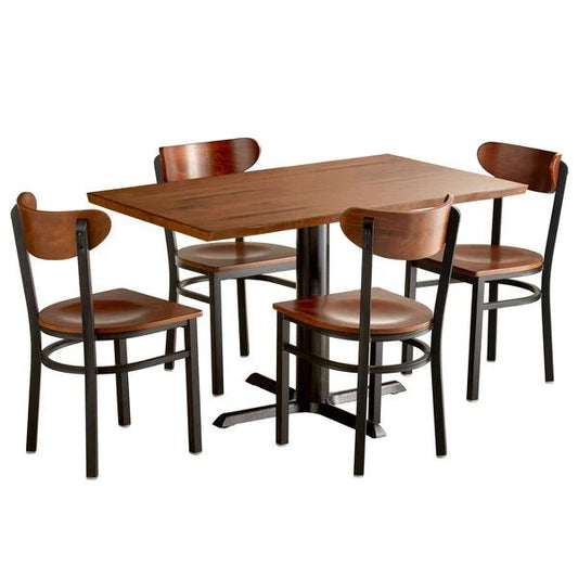 Haidar Antique Solid Wood Live Edge Dining Height Table with 4 Boomerang Chairs by Hibashi Furniture – handcrafted solid wood furniture made in India