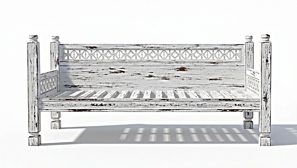 Hand Carved Canopy Style Solid Wooden Daybed / OutDoor Seating – handcrafted solid wood furniture