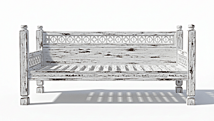 Hand Carved Canopy Style Solid Wooden Daybed / OutDoor Seating – handcrafted solid wood furniture