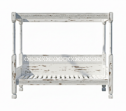 Hand Carved Canopy Style Solid Wooden Daybed / OutDoor Seating – handcrafted solid wood furniture