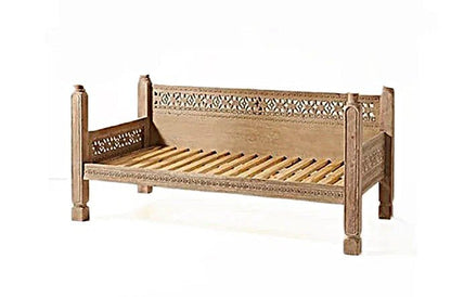 Hand Carved Canopy Style Solid Wooden Daybed / OutDoor Seating – handcrafted solid wood furniture