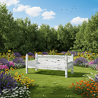 Hand Carved Canopy Style Solid Wooden Daybed / OutDoor Seating - HF Commercial Furniture