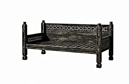 Hand Carved Canopy Style Solid Wooden Daybed / OutDoor Seating – handcrafted solid wood furniture