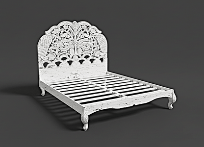 Hand Carved Indian Shajahan Bed Frame Indian Bed bedside by Hibashi Furniture – handcrafted solid wood furniture made in India