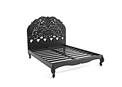 Hand Carved Indian Shajahan Bed Frame Indian Bed bedside by Hibashi Furniture – handcrafted solid wood furniture made in India
