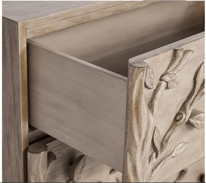 Hand Carved Ornithology Six - Drawer Dresser by Hibashi Furniture – handcrafted solid wood furniture made in India