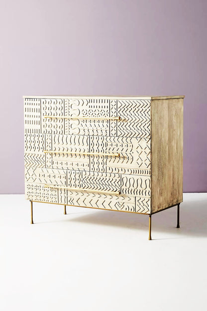 Hand Carved - Patchwork 3 Drawer Dresser – handcrafted solid wood furniture