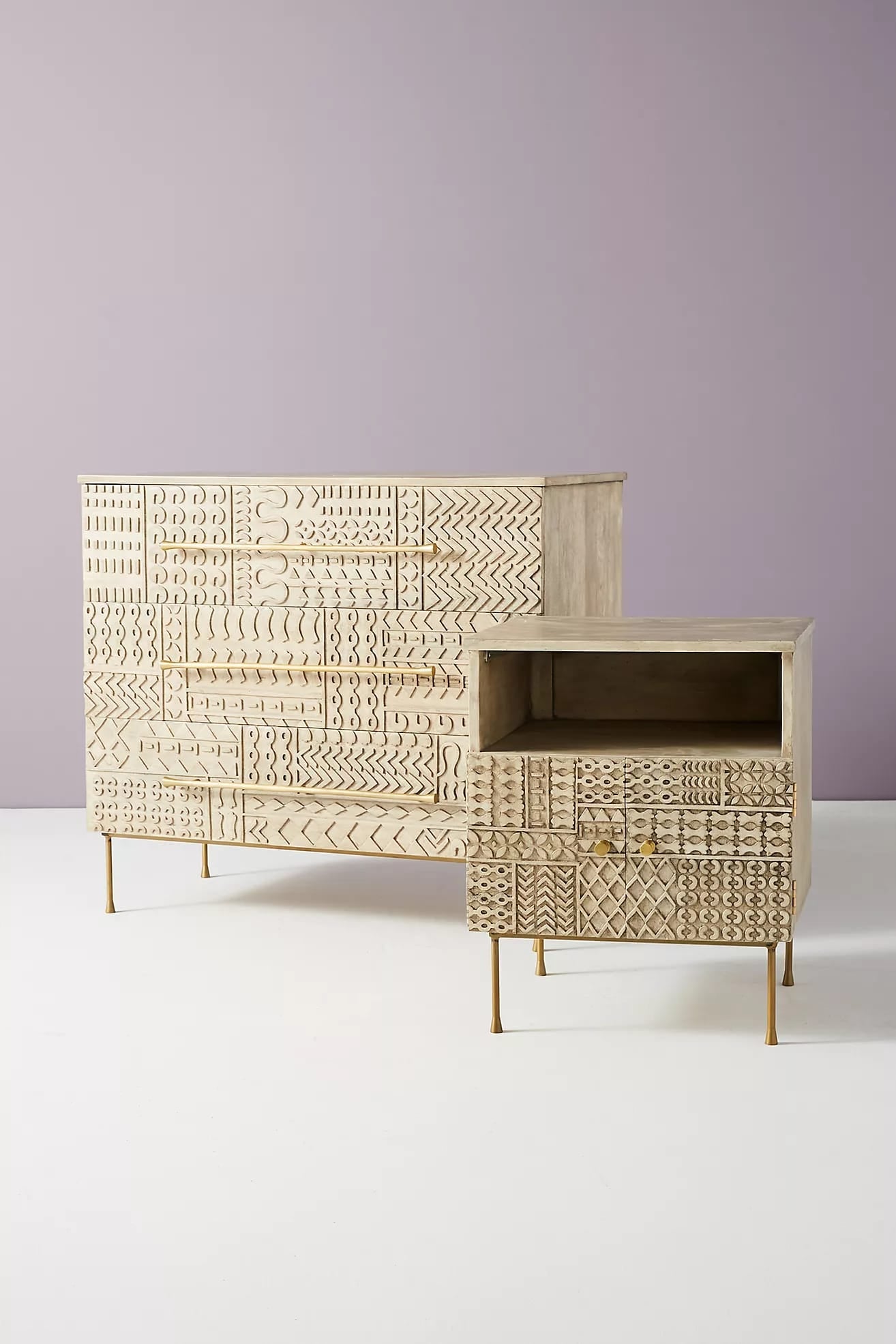 Hand Carved - Patchwork 3 Drawer Dresser – handcrafted solid wood furniture