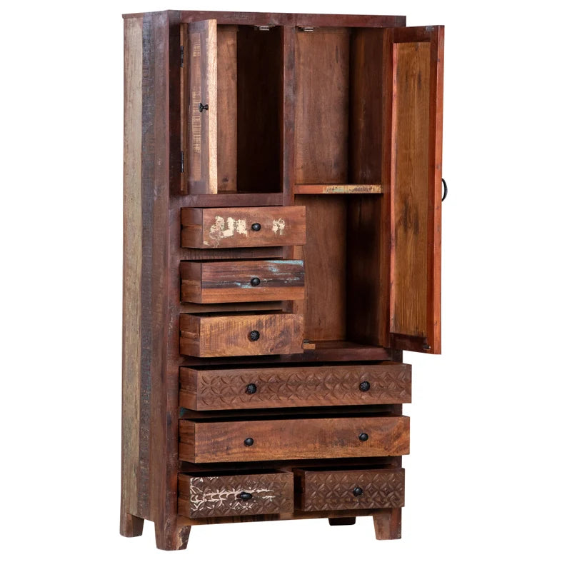 Rustic Solid Wooden Reclaimed Wardrobe Armoire