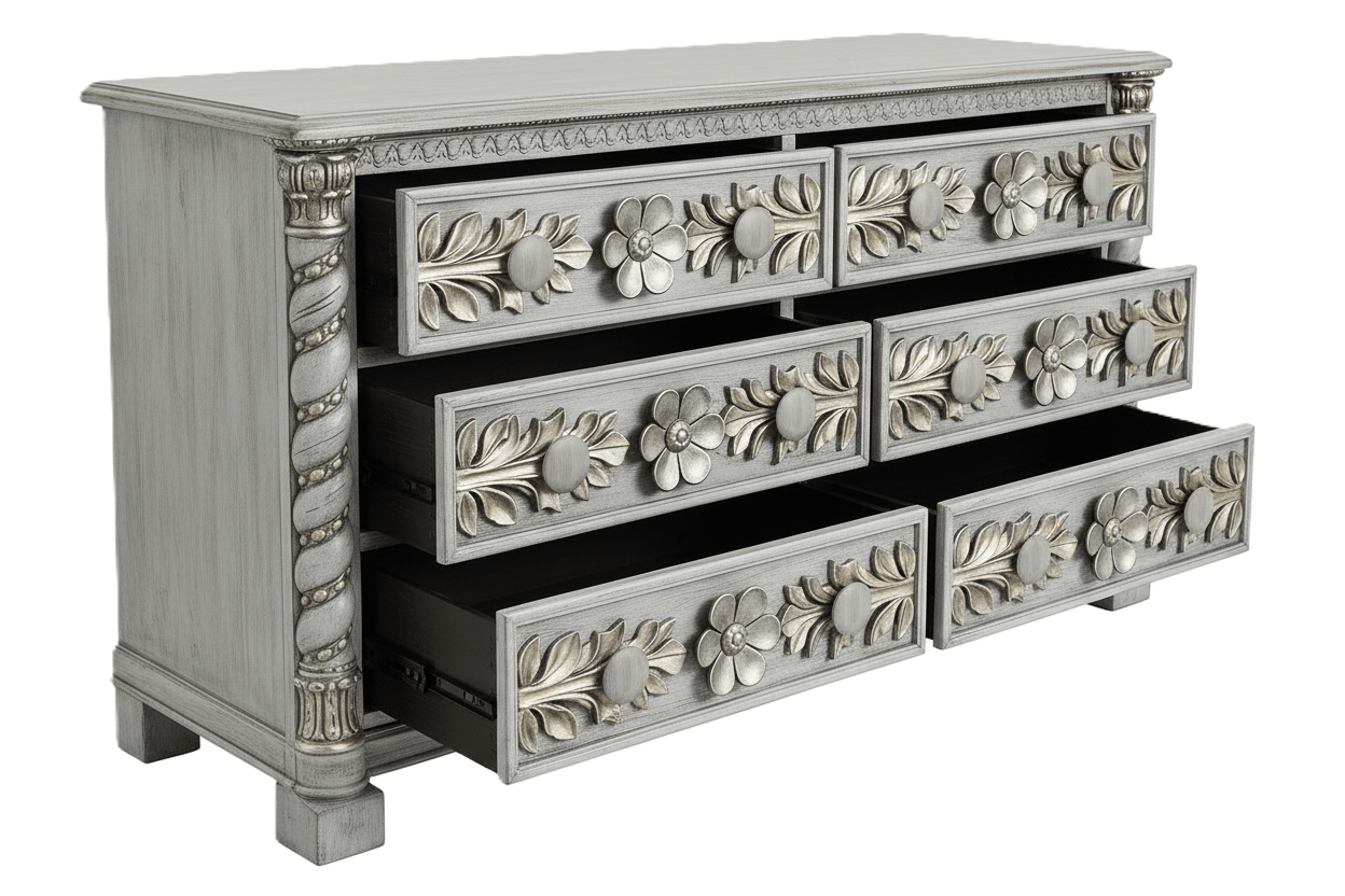Imperial Crown™ Hand - Carved Solid Wood Dresser – handcrafted solid wood furniture