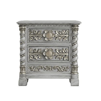Imperial Crown™ Hand - Carved Solid Wood Nightstand – handcrafted solid wood furniture