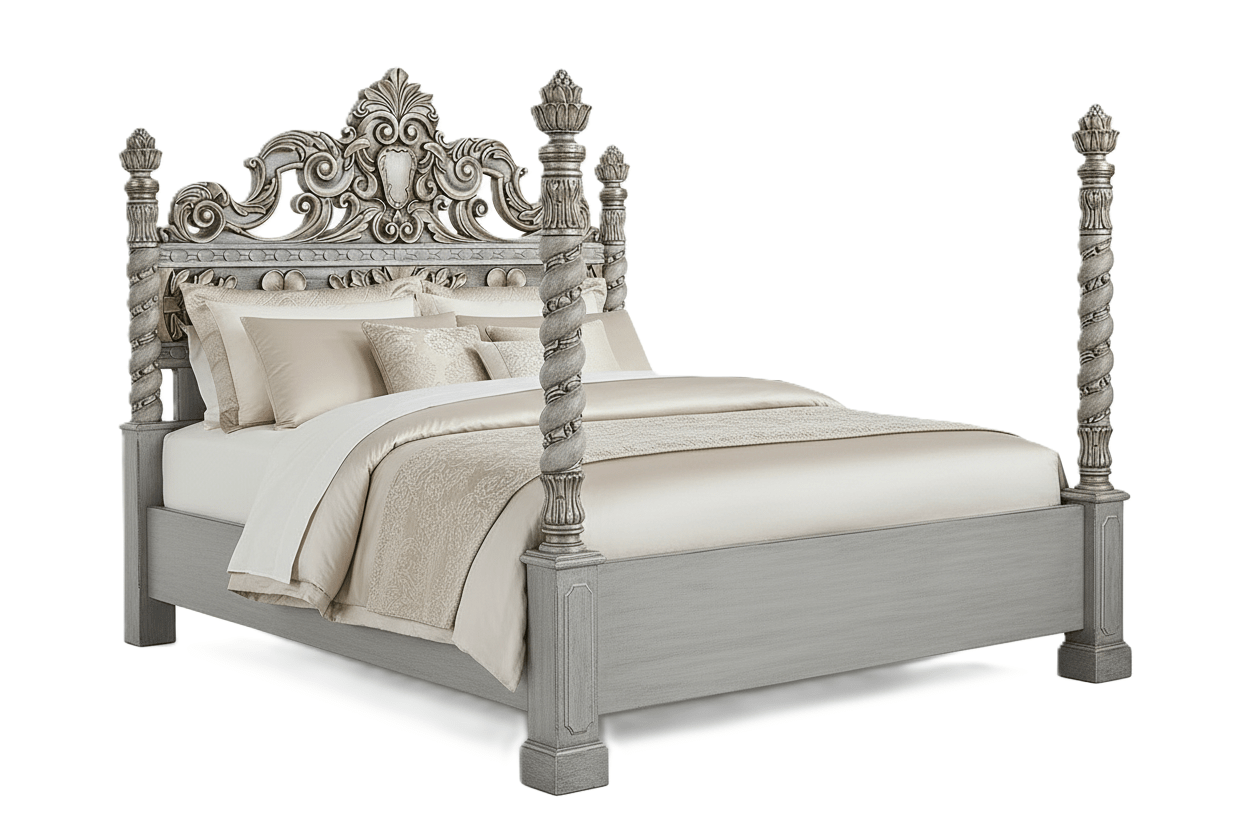 Imperial Crown™ Hand - Carved Solid Wood Platform Bed & Bedroom Collection – handcrafted solid wood furniture
