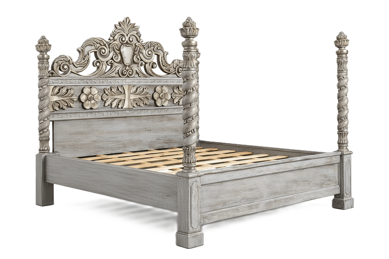 Imperial Crown™ Hand - Carved Solid Wood Platform Bed & Bedroom Collection – handcrafted solid wood furniture