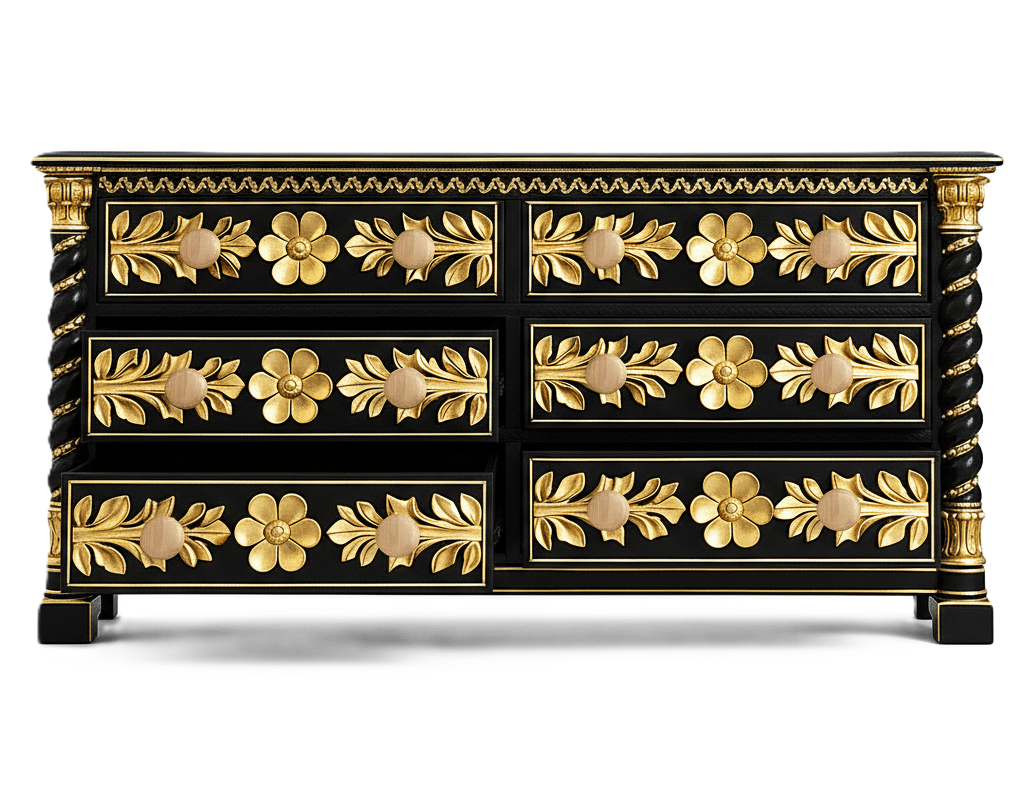 Imperial Crown™ Hand - Carved Solid Wood Platform Bed & Bedroom Collection – handcrafted solid wood furniture