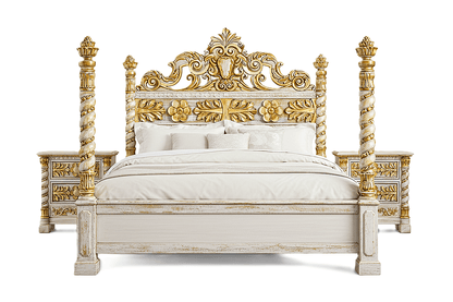 Imperial Crown™ Hand - Carved Solid Wood Platform Bed & Bedroom Collection – handcrafted solid wood furniture