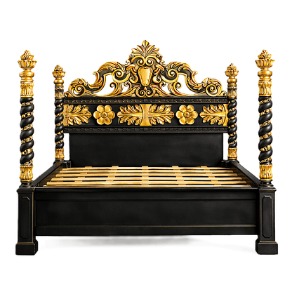 Imperial Crown™ Hand - Carved Solid Wood Platform Bed & Bedroom Collection – handcrafted solid wood furniture