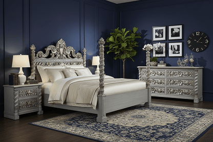Imperial Crown™ Hand - Carved Solid Wood Platform Bed & Bedroom Collection – handcrafted solid wood furniture