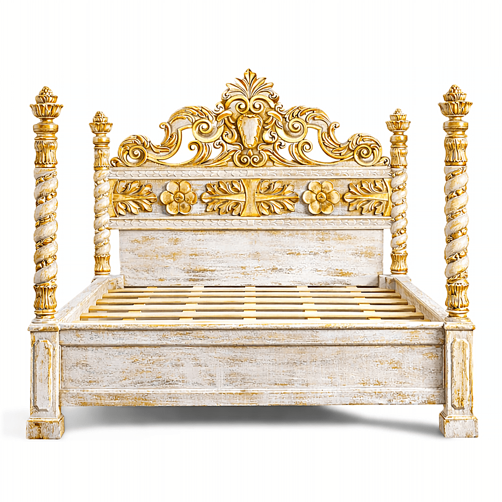 Imperial Crown™ Hand - Carved Solid Wood Platform Bed & Bedroom Collection – handcrafted solid wood furniture