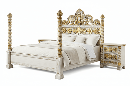 Imperial Crown™ Hand - Carved Solid Wood Platform Bed & Bedroom Collection – handcrafted solid wood furniture