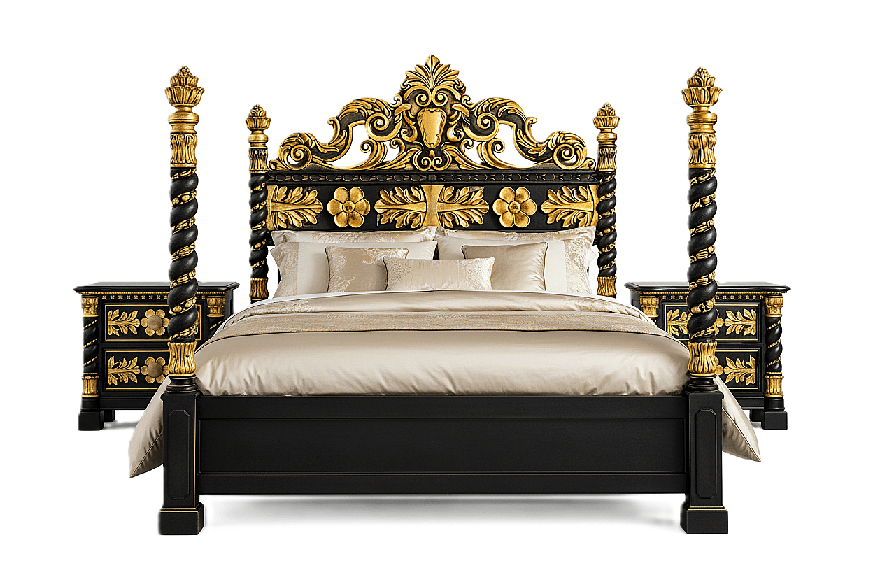 Imperial Crown™ Hand - Carved Solid Wood Platform Bed & Bedroom Collection – handcrafted solid wood furniture