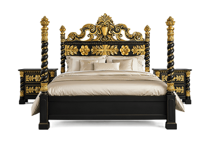 Imperial Crown™ Hand - Carved Solid Wood Platform Bed & Bedroom Collection – handcrafted solid wood furniture
