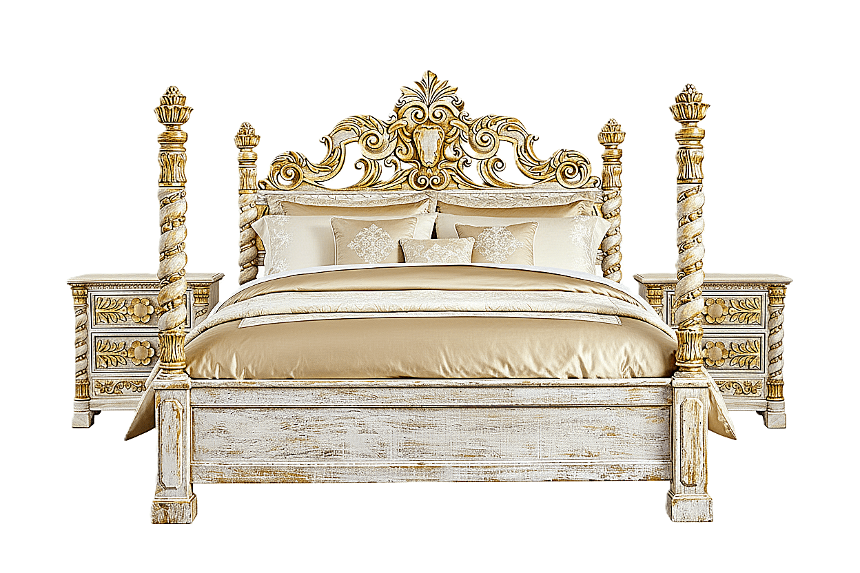 Imperial Crown™ Hand - Carved Solid Wood Platform Bed & Bedroom Collection – handcrafted solid wood furniture