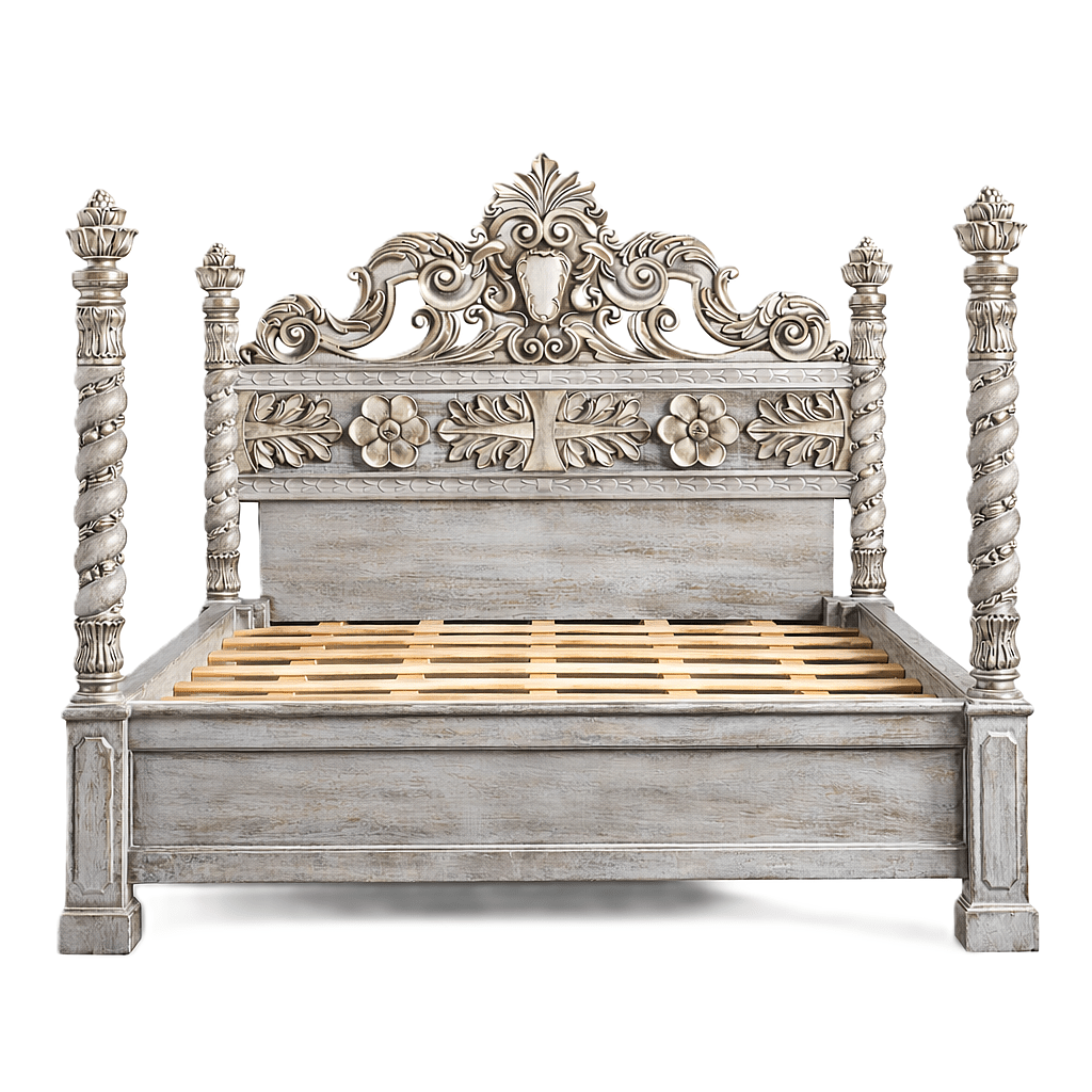 Imperial Crown™ Hand - Carved Solid Wood Platform Bed & Bedroom Collection – handcrafted solid wood furniture