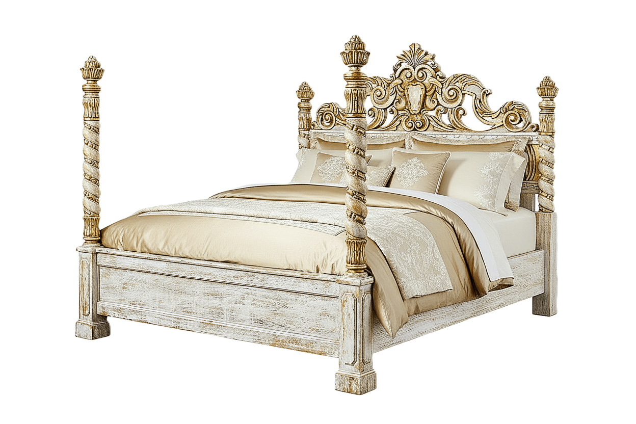 Imperial Crown™ Hand - Carved Solid Wood Platform Bed & Bedroom Collection – handcrafted solid wood furniture