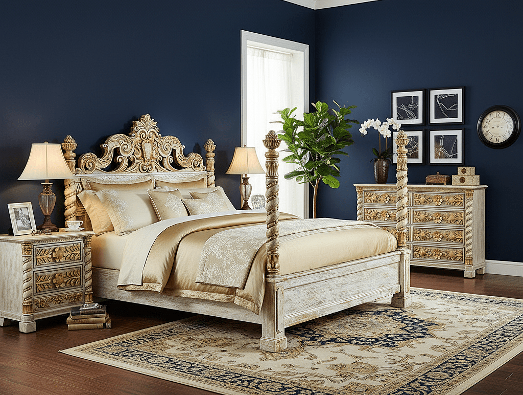 Imperial Crown™ Hand - Carved Solid Wood Platform Bed & Bedroom Collection – handcrafted solid wood furniture