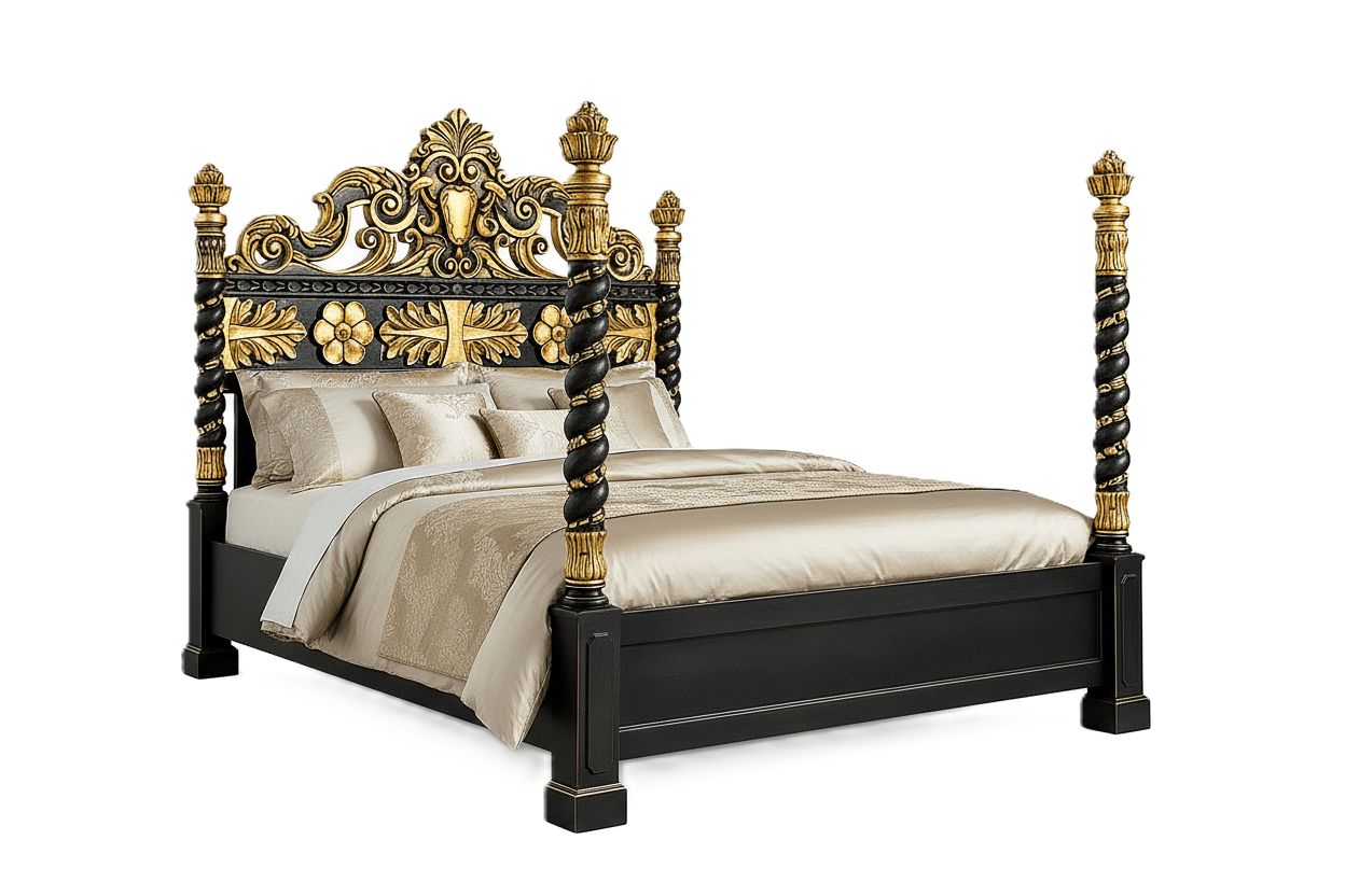 Imperial Crown™ Hand - Carved Solid Wood Platform Bed & Bedroom Collection – handcrafted solid wood furniture