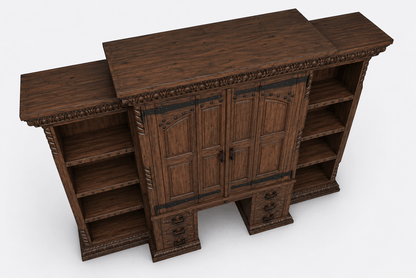Imperial Scholar’s Haven™ Hand - Carved Solid Wood Executive Bookcase &amp; Library Hutch Collection – handcrafted solid wood furniture