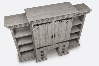 Imperial Scholar’s Haven™ Hand - Carved Solid Wood Executive Bookcase &amp; Library Hutch Collection – handcrafted solid wood furniture