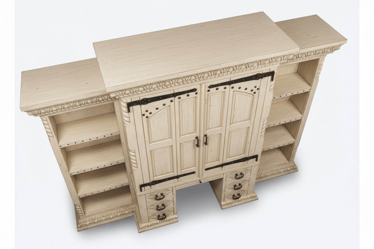 Imperial Scholar’s Haven™ Hand - Carved Solid Wood Executive Bookcase &amp; Library Hutch Collection – handcrafted solid wood furniture
