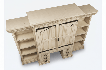 Imperial Scholar’s Haven™ Hand - Carved Solid Wood Executive Bookcase &amp; Library Hutch Collection – handcrafted solid wood furniture