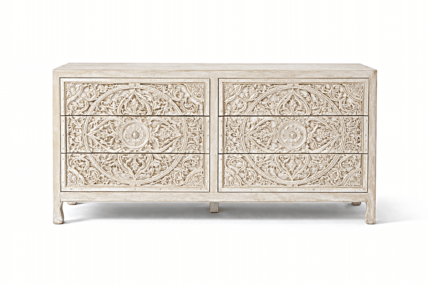 Indian Hand - Carved Wood Canopy Platform Platform Bed Frame – handcrafted solid wood furniture