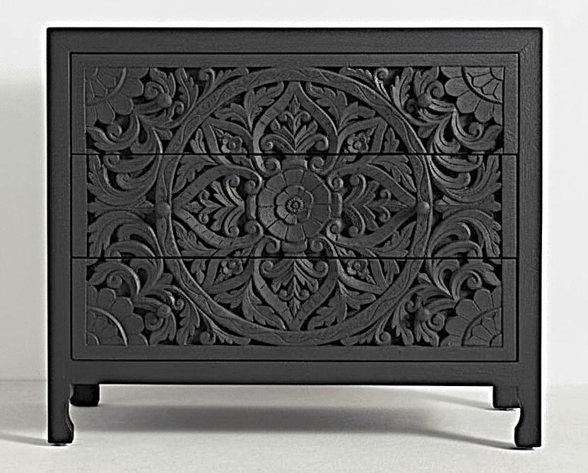 Indian Hand - Carved Wood Canopy Platform Platform Bed Frame – handcrafted solid wood furniture