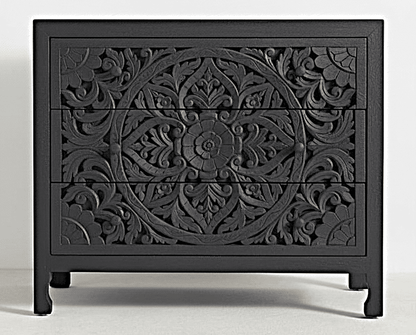 Indian Hand - Carved Wood Canopy Platform Platform Bed Frame – handcrafted solid wood furniture