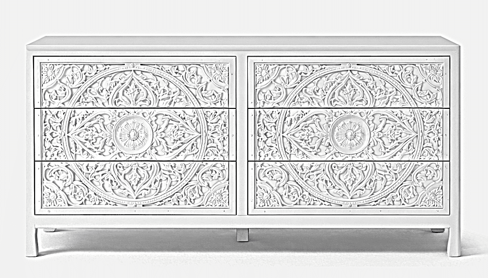 Indian Hand - Carved Wood Canopy Platform Platform Bed Frame – handcrafted solid wood furniture