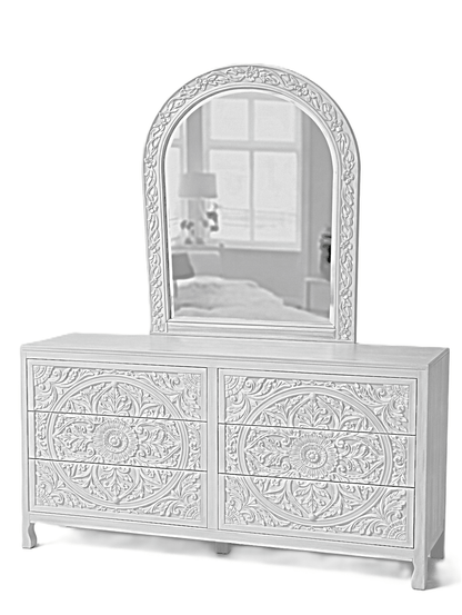 Indian Hand - Carved Wood Canopy Platform Platform Bed Frame – handcrafted solid wood furniture