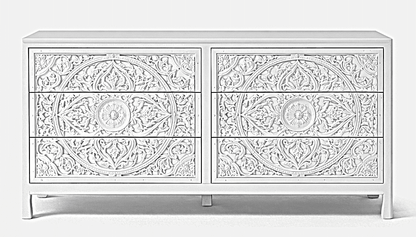 Indian Hand - Carved Wood Canopy Platform Platform Bed Frame – handcrafted solid wood furniture