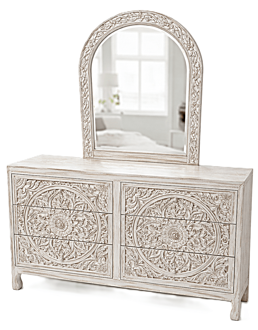 Indian Hand - Carved Wood Canopy Platform Platform Bed Frame – handcrafted solid wood furniture