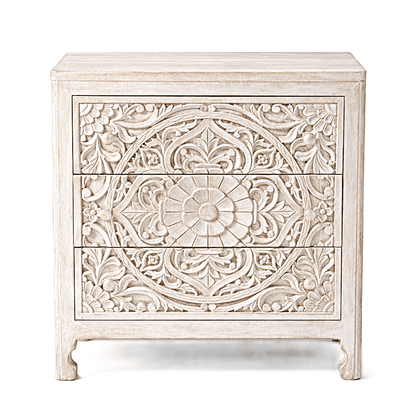 Indian Hand - Carved Wood Canopy Platform Platform Bed Frame – handcrafted solid wood furniture