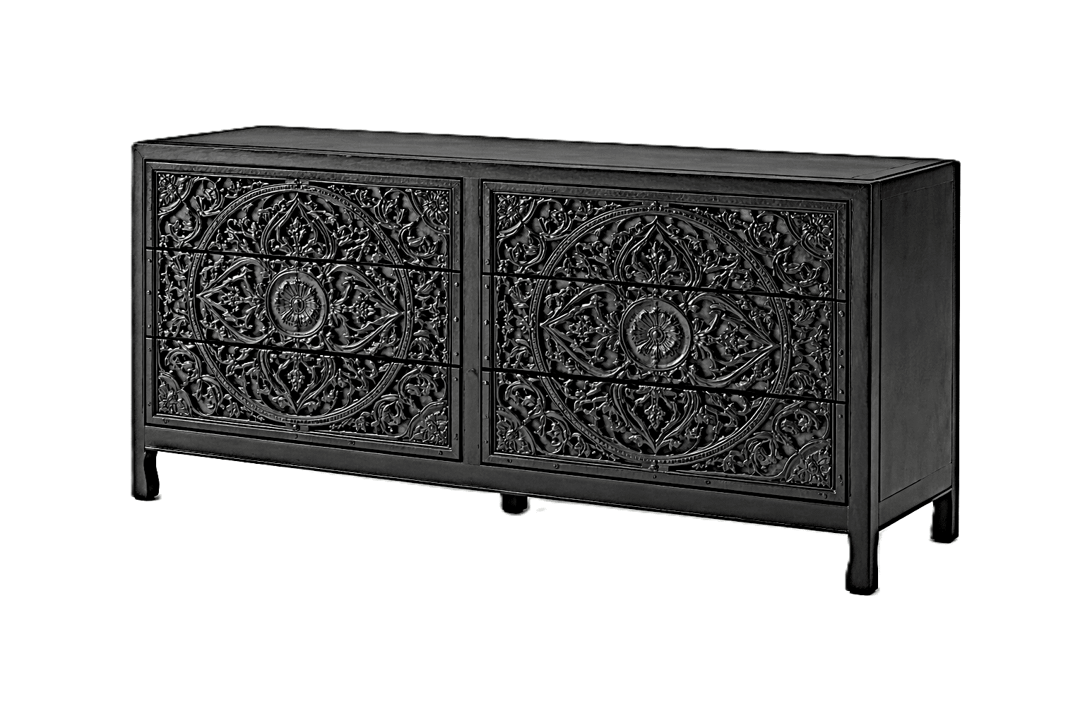 Indian Hand - Carved Wood Canopy Platform Platform Bed Frame – handcrafted solid wood furniture