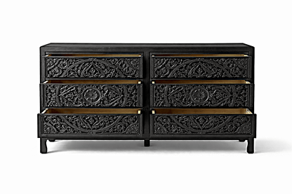 Indian Hand - Carved Wood Canopy Platform Platform Bed Frame – handcrafted solid wood furniture